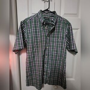 Orvis No Work Mens Green-blue Plaid Shirt Size M Active Fit